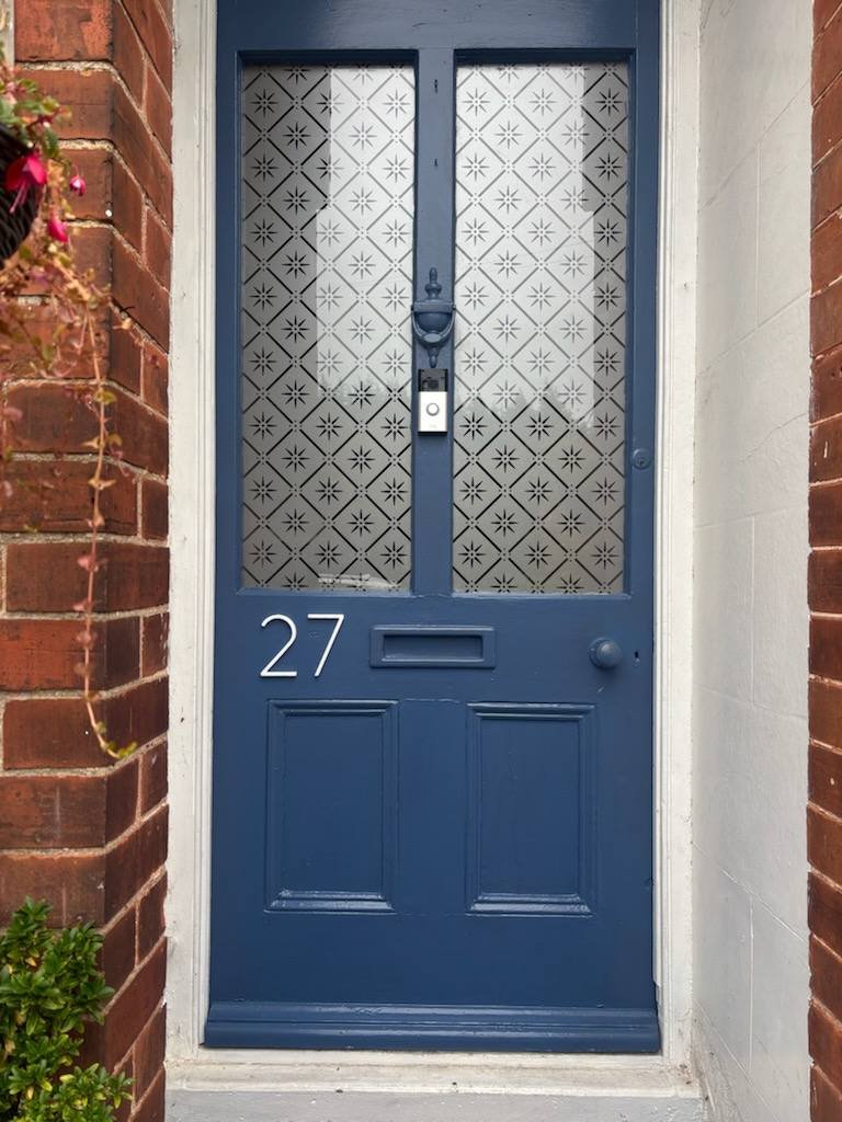 A new modern blue front door